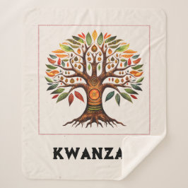 Cobertor Sherpa Kwanzaa African Tree Medium Sherpa Blanket