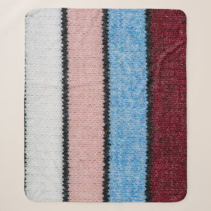 Cobertor Sherpa Lã com tiras multicoloridas: Textura do Tecido.