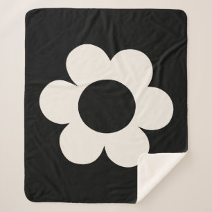 Cobertor Sherpa La Fleur 06 Floral Retro Preto E Flor Branca