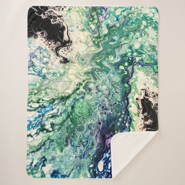 Cobertor Sherpa La Laguna pintura azul esbranquiçada (Frente)