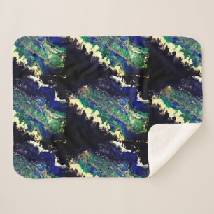 Cobertor Sherpa La Laguna pintura de branco azul-preto