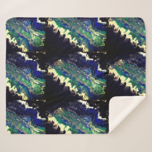 Cobertor Sherpa La Laguna pintura de branco azul-preto