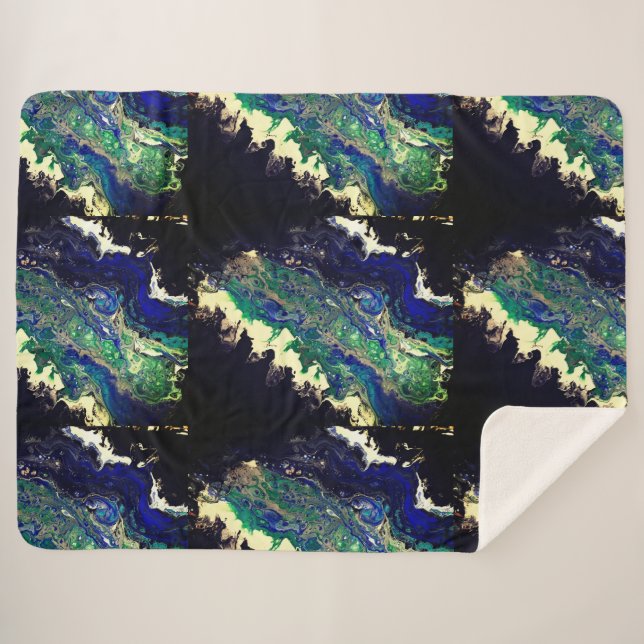 Cobertor Sherpa La Laguna pintura de branco azul-preto (Frente (Horizontal))