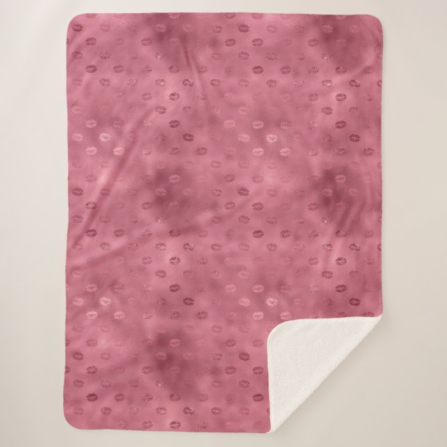 Cobertor Sherpa Lábios cor-de-rosa (Frente)