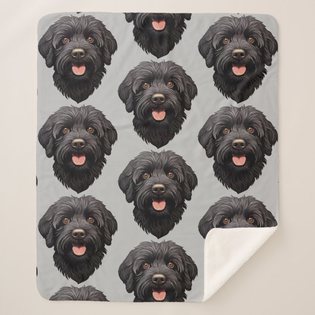 Cobertor Sherpa Labradoodle Black Dog (Frente)