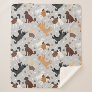 Cobertor Sherpa Labradoodle / Goldendoodle Bones e patas Sherpa B