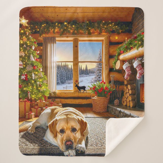 Cobertor Sherpa Labrador Retriever Holiday  (Frente)