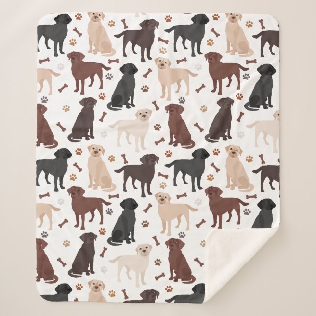 Cobertor Sherpa Labrador Retriever Paws e Ossos Sherpa Blanket (Frente)
