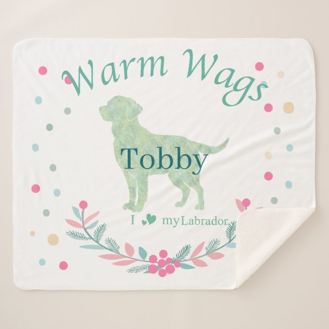 Cobertor Sherpa Labrador Retriever Verde Menta Minimalista | Natal (Frente (Horizontal))
