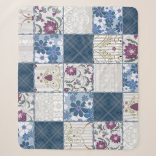 Cobertor Sherpa Lace Floral: Colheita de Patches Sem Olhos.