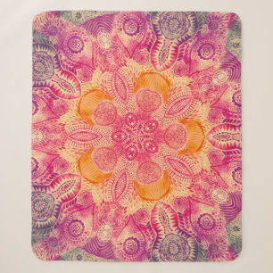 Cobertor Sherpa Lace Ornament Mandala: Round Watercolor Design