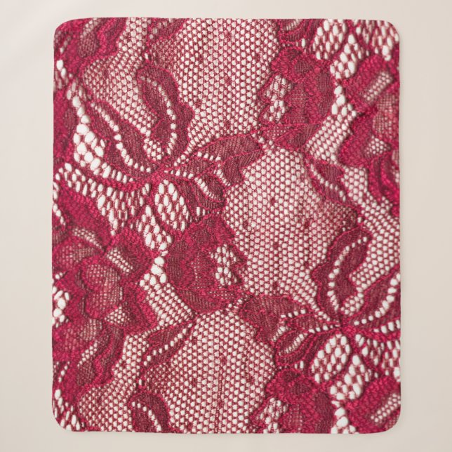 Cobertor Sherpa Lace vermelho: têxtil de gaquard elástica. (Frente)