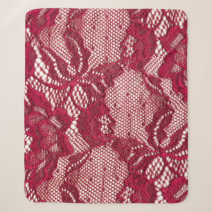 Cobertor Sherpa Lace vermelho: têxtil de gaquard elástica.