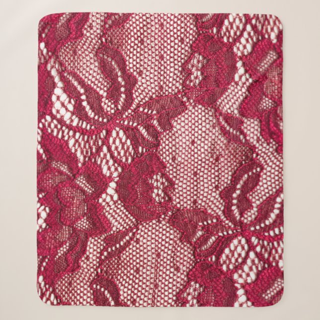 Cobertor Sherpa Lace vermelho: têxtil de gaquard elástica. (Frente)