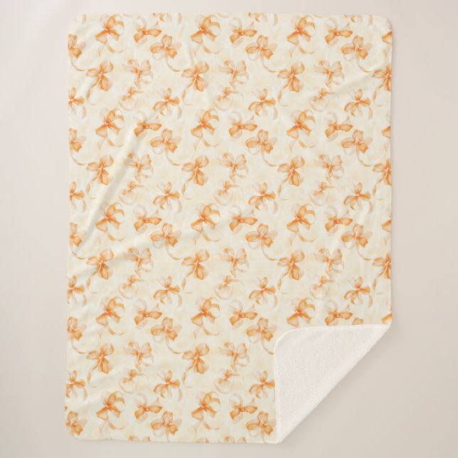 Cobertor Sherpa Laços Laranja Pêssego (Frente)