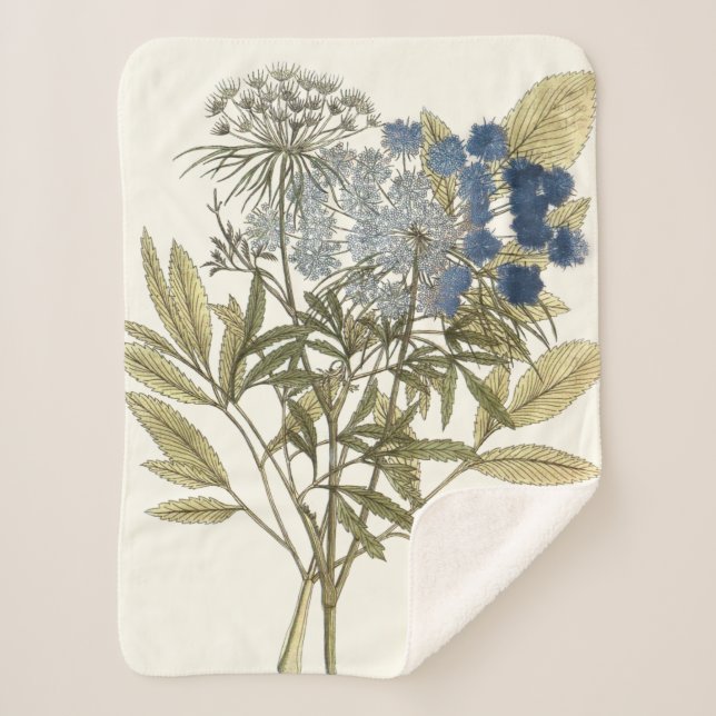 Cobertor Sherpa Lacy Leaves - Flores e Verde (Frente)