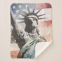 Cobertor Sherpa Lady Liberty e a bandeira americana