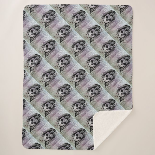 Cobertor Sherpa Lady Skull (Frente)