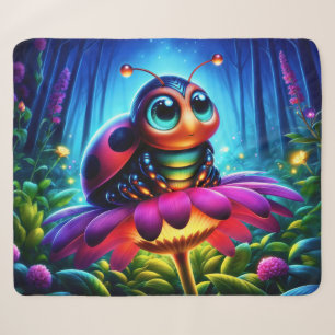Cobertor Sherpa Ladybug bonito de olhos grandes com um brilho míst