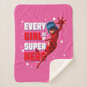 Cobertor Sherpa Ladybug Cada garota é um super herói