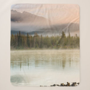 Cobertor Sherpa Lago Serene bonito nas montanhas da manhã, Oregon