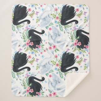 Cobertor Sherpa Lago Swan: Padrão de Pastel de Aquarela.