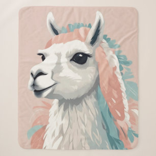 Cobertor Sherpa Lama bonito com pele colorida na cabeça