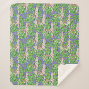 Cobertor Sherpa Lama da aguarela & teste padrão de Catus