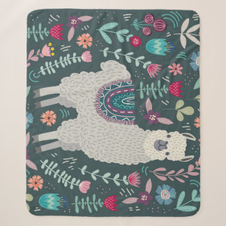Cobertor Sherpa Lama Floral: Portas Desenhadas À Mão Vintage