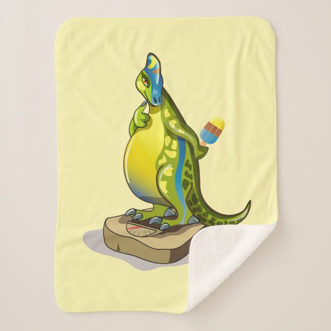 Cobertor Sherpa Lambeossauro Em Escala De Peso. (Frente)