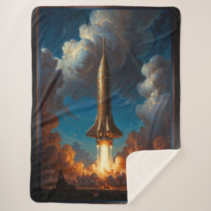 Cobertor Sherpa Lançamento de Foguete de Fusão Retro Brevemente