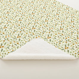 Cobertor Sherpa Laranja Berries e Folhas no creme - padrão.