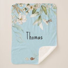 Cobertor Sherpa Largura Floral De Aquarela, Roupa De Menino