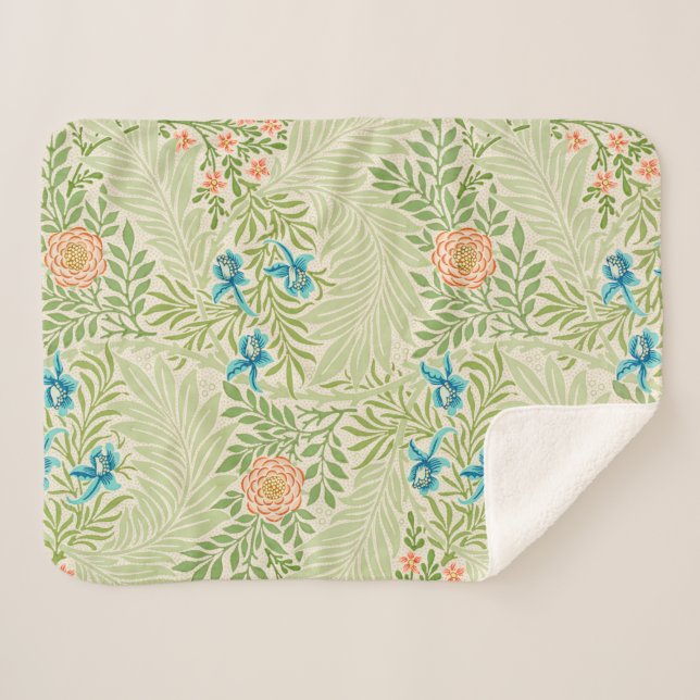 Cobertor Sherpa Larkspur Pattern (por William Morris) (Frente (Horizontal))