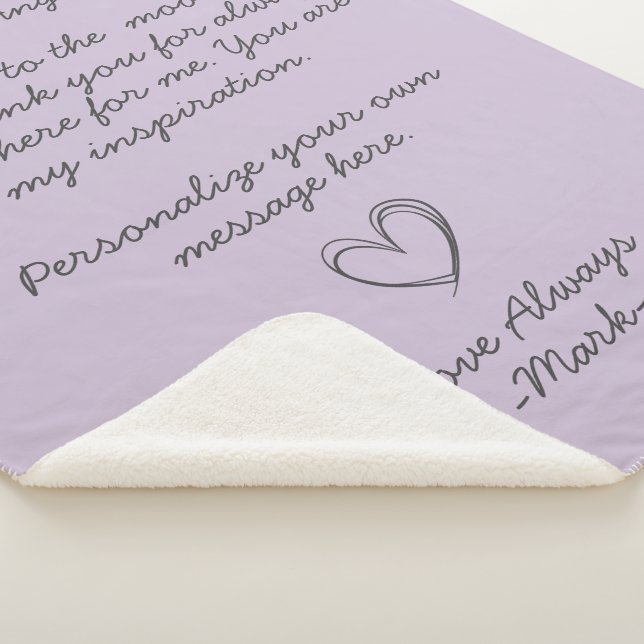 Cobertor Sherpa Lavanda Carta ou mensagem de amor manuscrita (3/4)