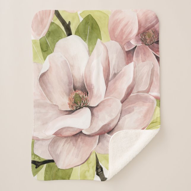 Cobertor Sherpa Lave as flores da Magnolia (Frente)
