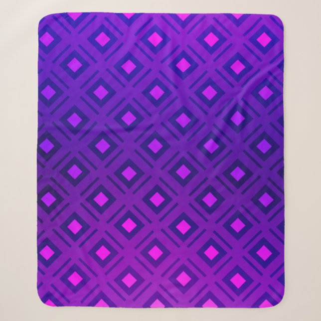 Cobertor Sherpa Layout roxo claro com linhas, retângulo. Brilho (Frente)