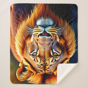 Cobertor Sherpa Leão Majestoso: Alma do Rei Selvagem Arte
