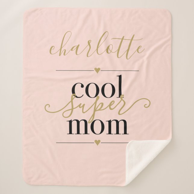 Cobertor Sherpa Legal Super-Mãe Personalizada Rosa Esbranquiçada E (Frente)