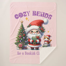 Cobertor Sherpa Leituras de Natal Bookish, de papais noeis