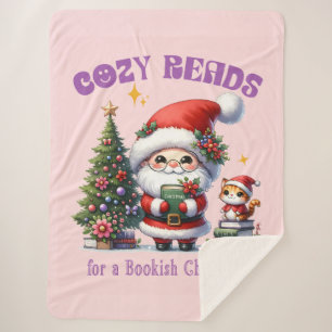 Cobertor Sherpa Leituras de Natal Bookish, de papais noeis