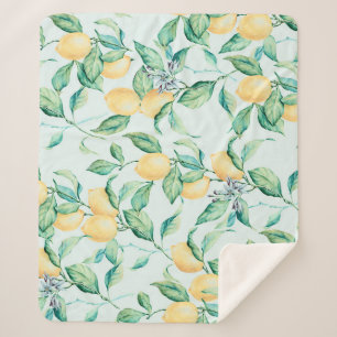 Cobertor Sherpa Lemon Green Watercolor: Romance sem costura