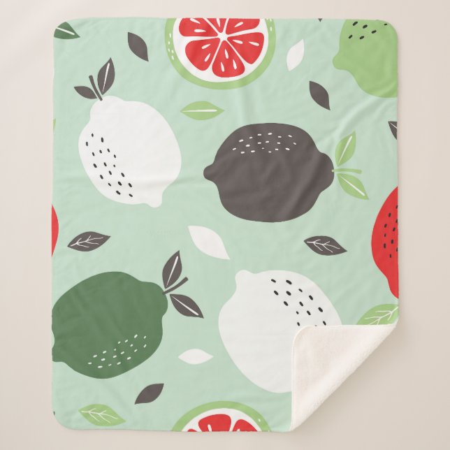 Cobertor Sherpa Lemons Citrus Fruta Vintage Wallpaper (Frente)