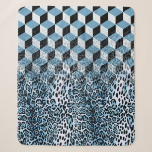 Cobertor Sherpa Leopard Geométrico, Design de Pele Animal.