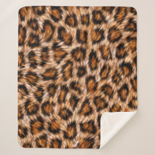 Cobertor Sherpa Leopard Jaguar Cat Brown fur Pattern-24609