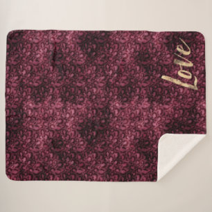 Cobertor Sherpa Leopardo Borgonha Imprime Dourado Amor
