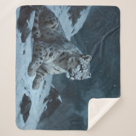Cobertor Sherpa Leopardo de Neve e Lua Cheia