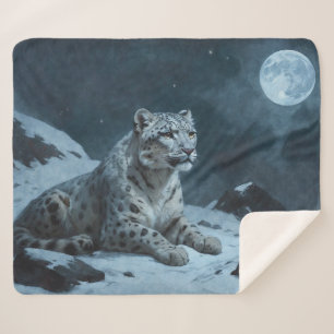 Cobertor Sherpa Leopardo de Neve e Lua Cheia