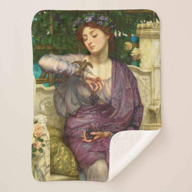 Cobertor Sherpa Lesbia e seu Sparrow (por Edward John Poynter) (Frente)