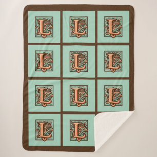 Cobertor Sherpa Letra Celta Pastel "L" Grande Folha